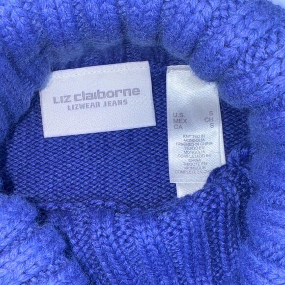 Liz Claiborne Cable Knit Silk Angora Rabbit Hair Turtleneck Sweater Size Small - Picture 4 of 12